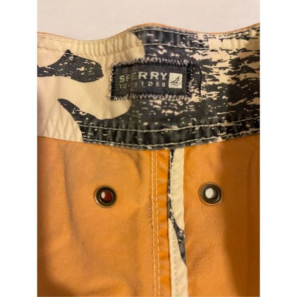 Sperry Top Sider Swim Trunks Sz 34 Orange Board Shorts Bathing Suit - Picture 4 of 10